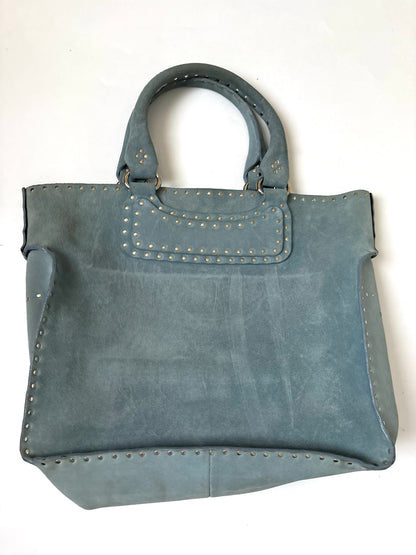 Celine Vintage Blue Suede Studded Handbag