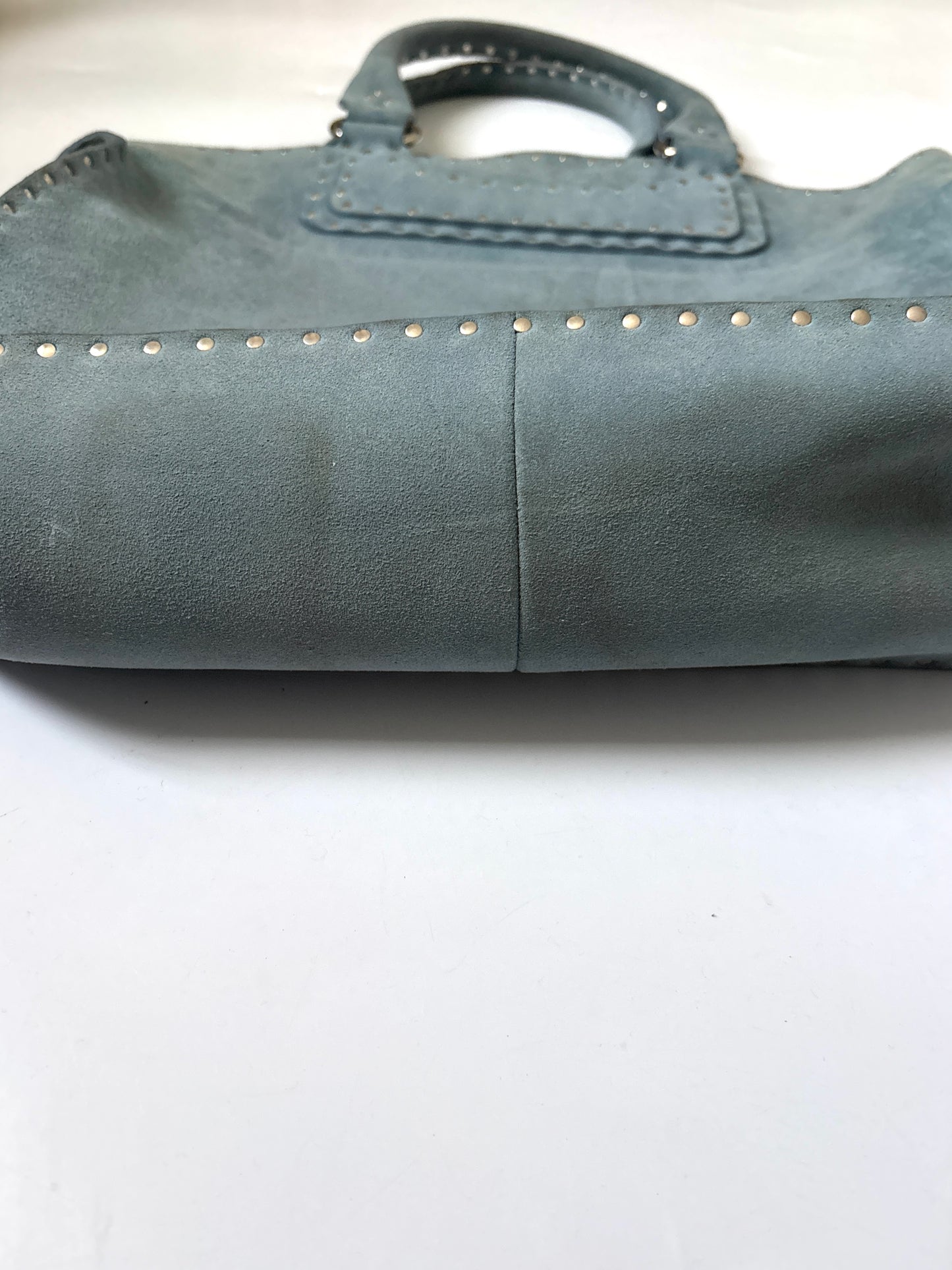 Celine Vintage Blue Suede Studded Handbag