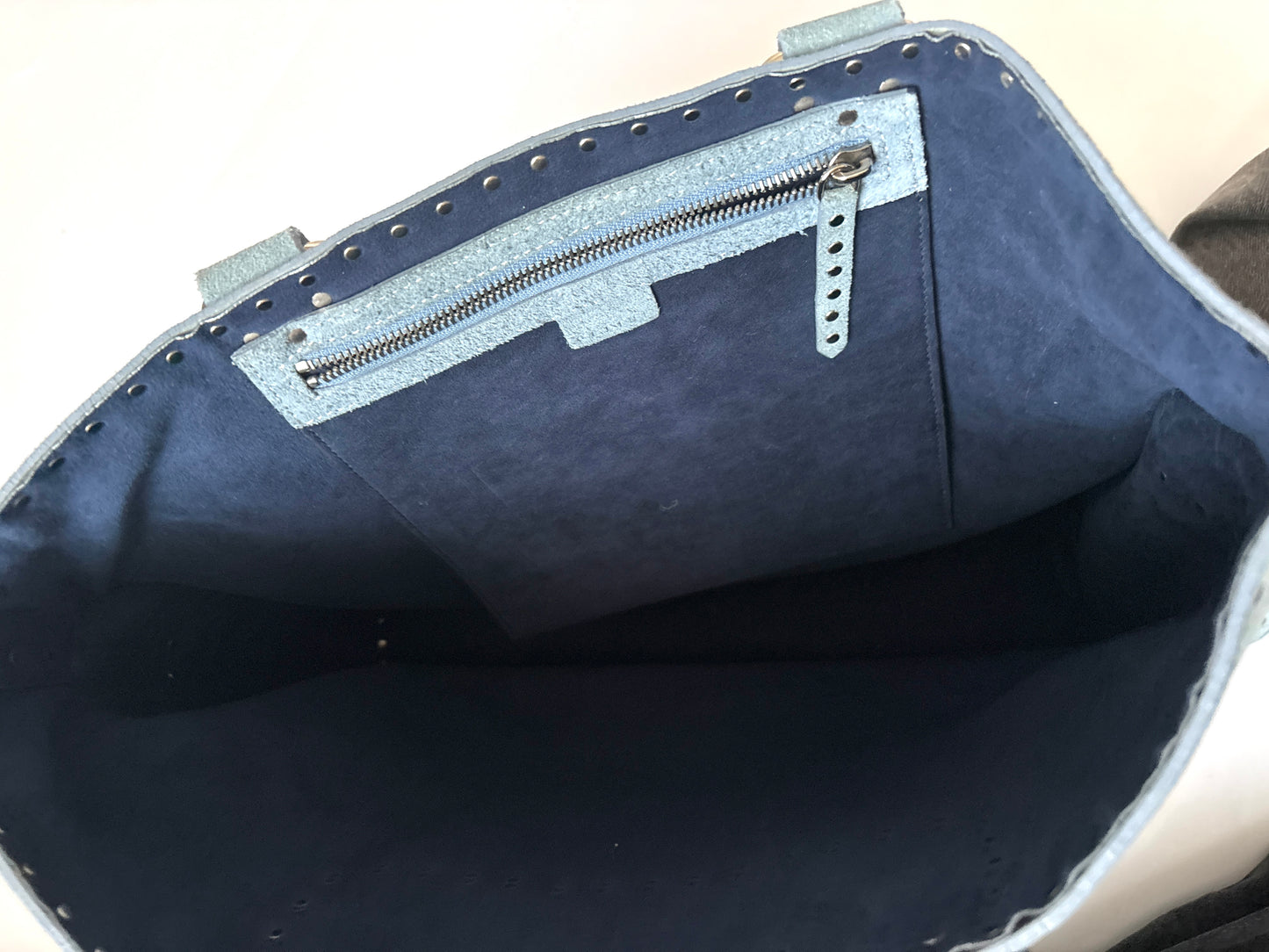 Celine Vintage Blue Suede Studded Handbag