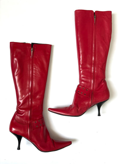 Dior Vintage Red Punk Boots UK 5