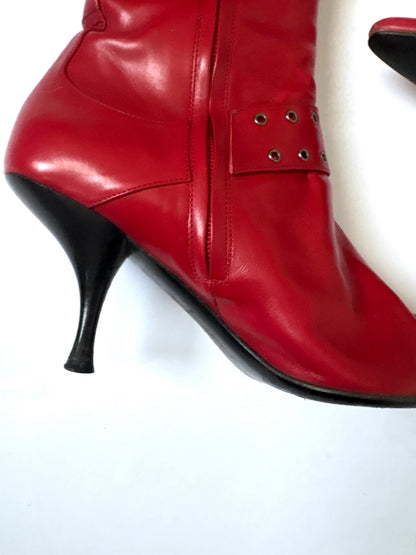 Dior Vintage Red Punk Boots UK 5