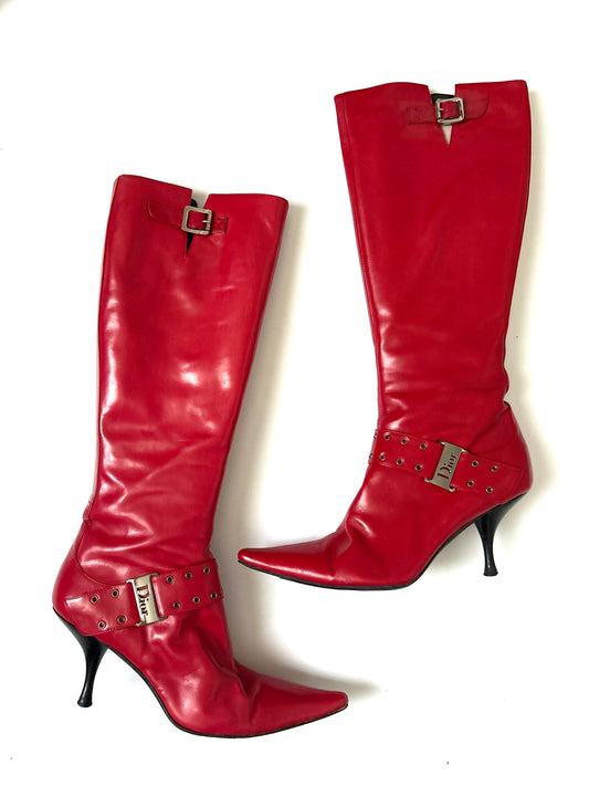 Dior Vintage Red Punk Boots