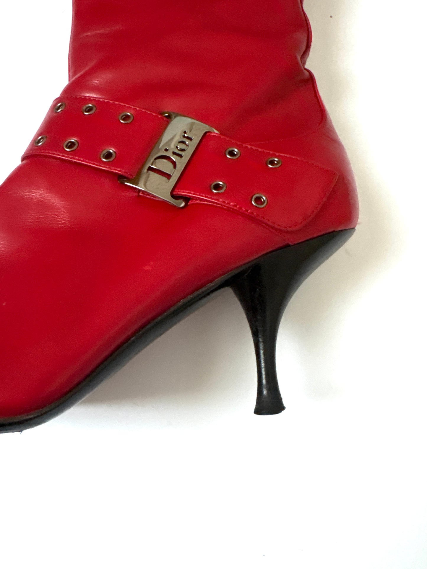 Dior Vintage Red Punk Boots UK 5