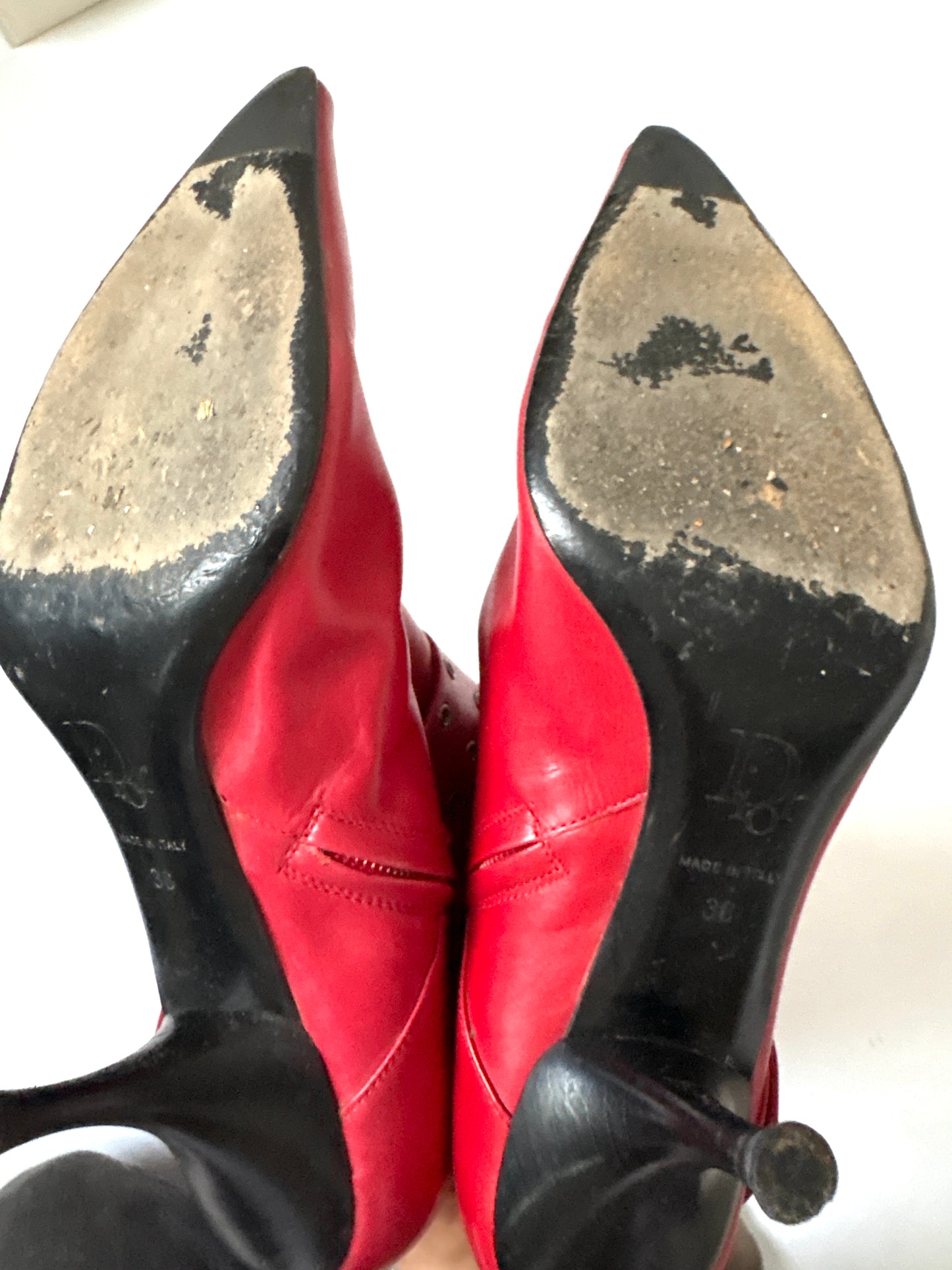 Dior Vintage Red Punk Boots UK 5
