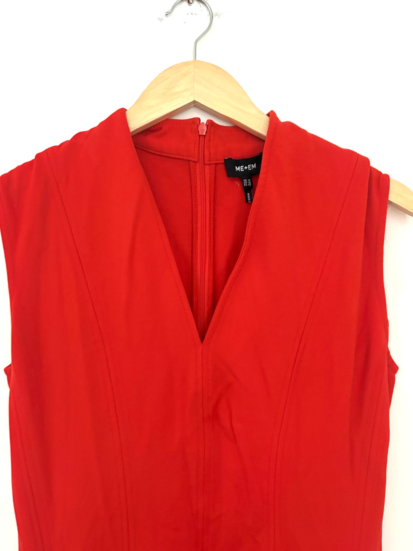 Me+Em Red Jersey V-Neck Dress UK 14