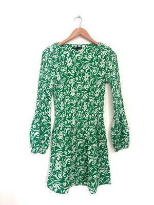 Maje Floral-Print Plissé-Crepe Mini Dress UK 10