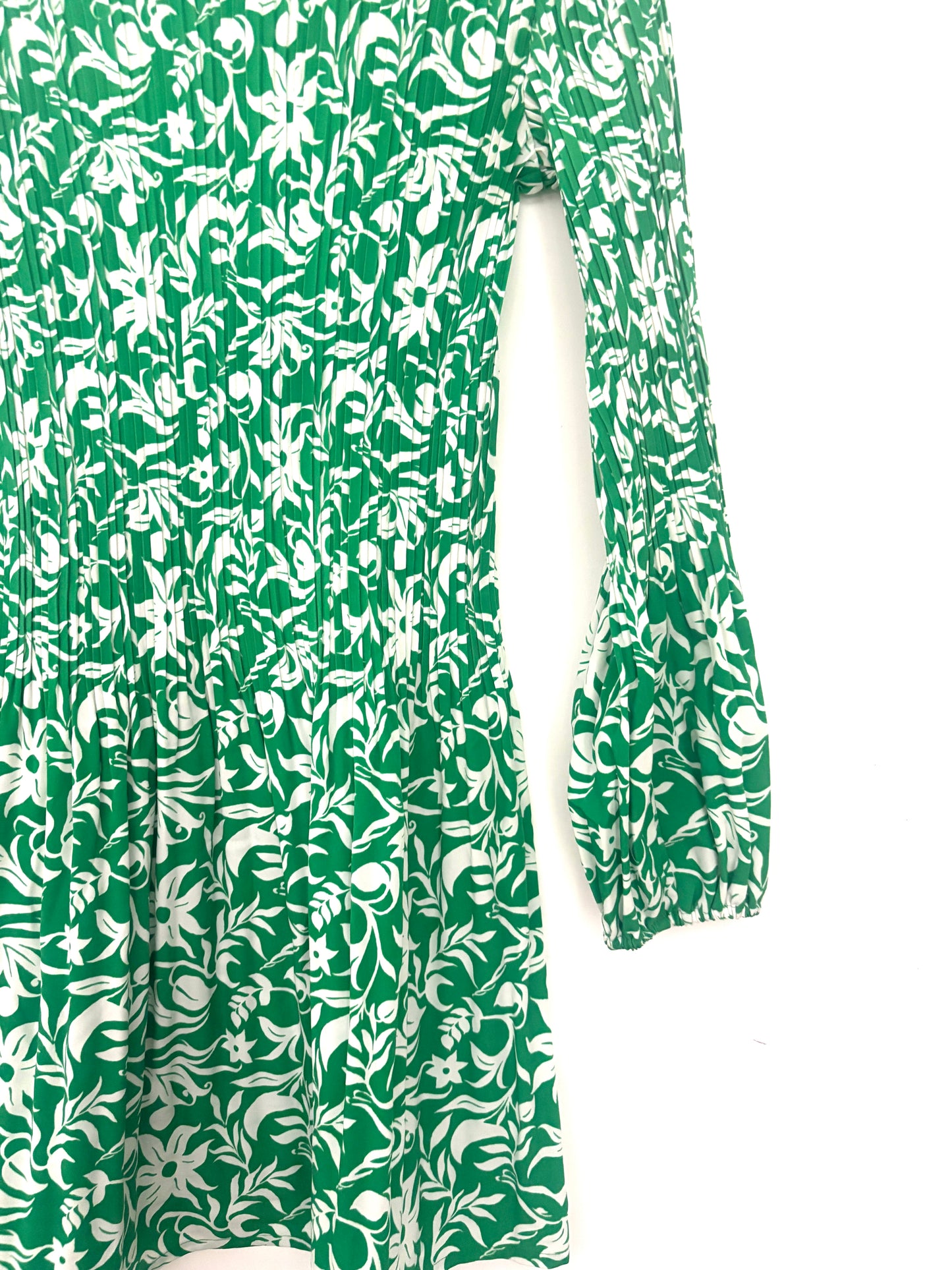 Maje Floral-Print Plissé-Crepe Mini Dress UK 10