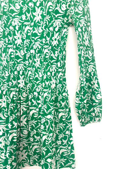 Maje Floral-Print Plissé-Crepe Mini Dress UK 10
