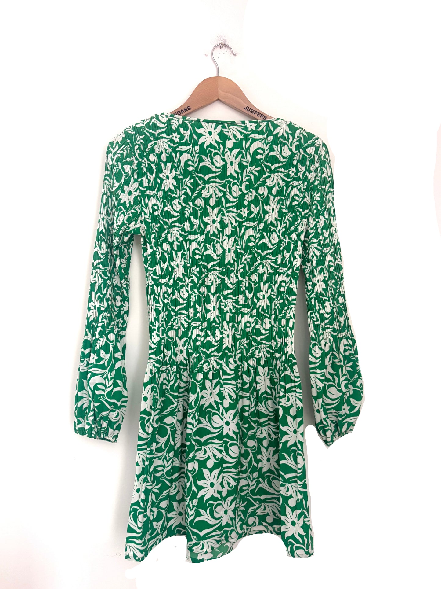 Maje Floral-Print Plissé-Crepe Mini Dress UK 10