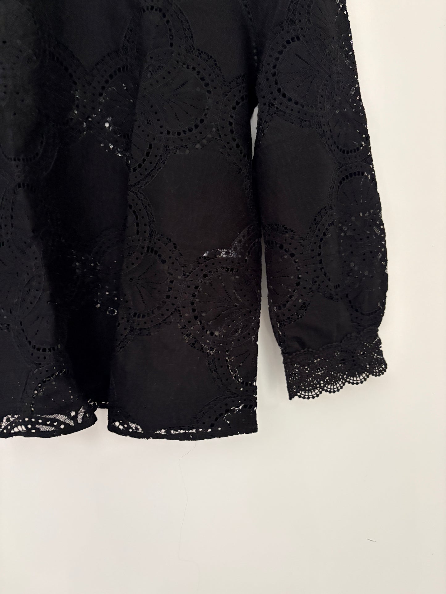 Sézane Black Lace Blouse UK 8