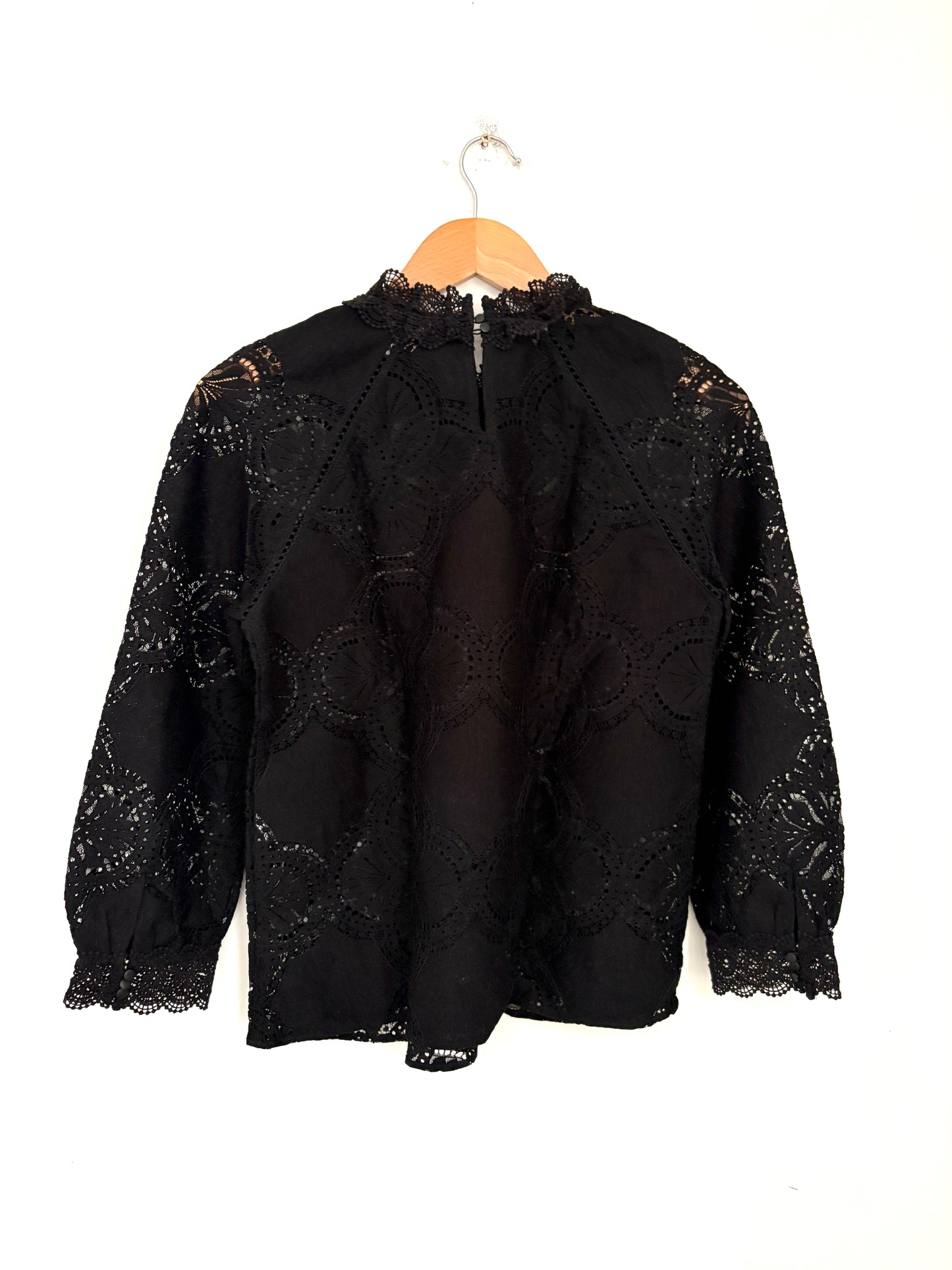 Sézane Black Lace Blouse UK 8