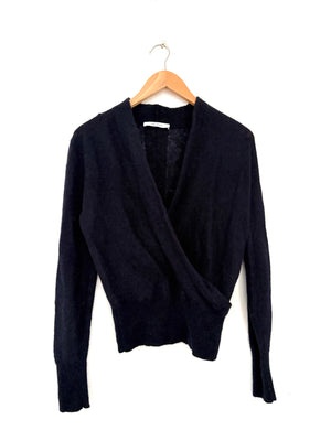 The Fold Navy Wool Wrap Top M