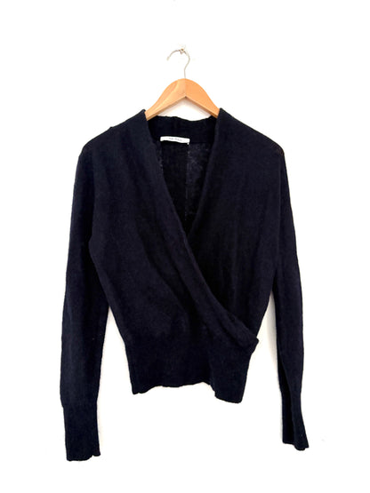 The Fold Navy Wool Wrap Top