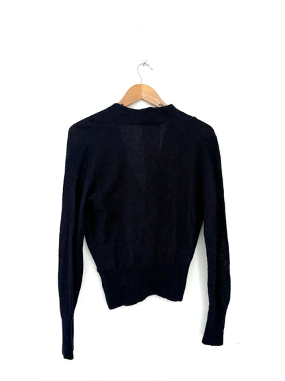 The Fold Navy Wool Wrap Top M
