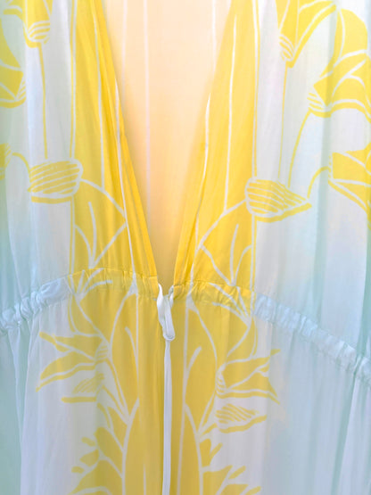 Tory Burch Yellow & Blue Kaftan M/L
