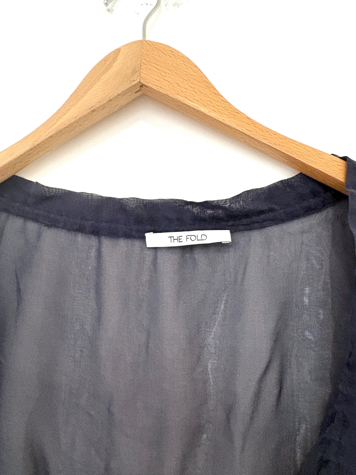 The Fold Sheer Navy Silk Blouse UK 12