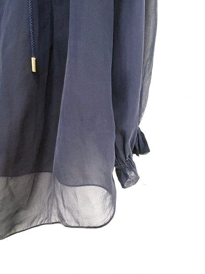 The Fold Sheer Navy Silk Blouse UK 12