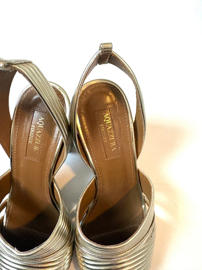 Aquazzura Very Sundance Gold Leather Sandal UK 2