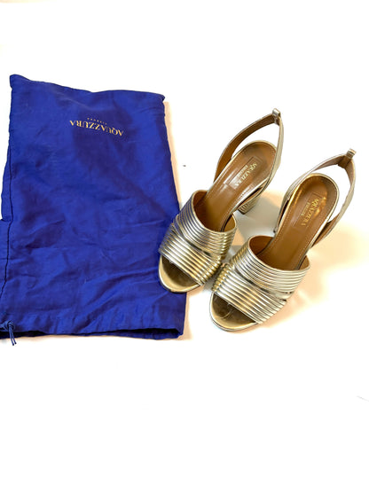 Aquazzura Very Sundance Gold Leather Sandal UK 2