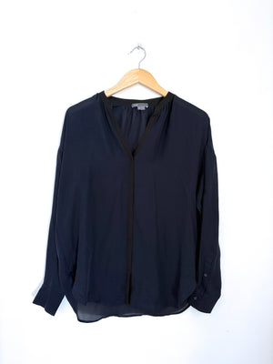 Vince Navy Silk Blouse XS