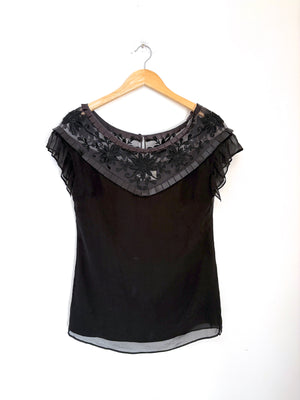Alice by Temperley Silk Black Top UK 10