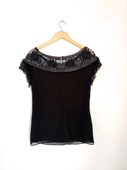 Alice by Temperley Silk Black Top UK 10