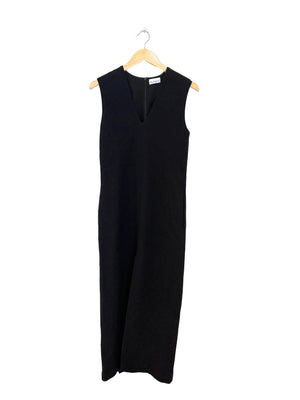 Raey Crepe Black Boxy V-neck Shift Dress UK 6