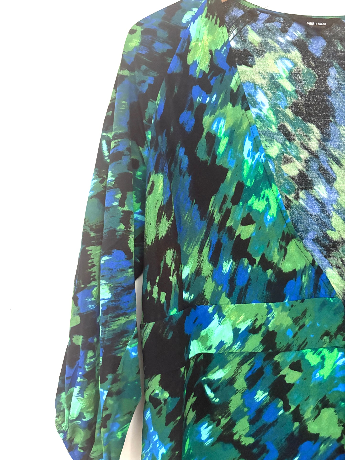 Saint+Sofia Green Printed Wrap Dress UK 10