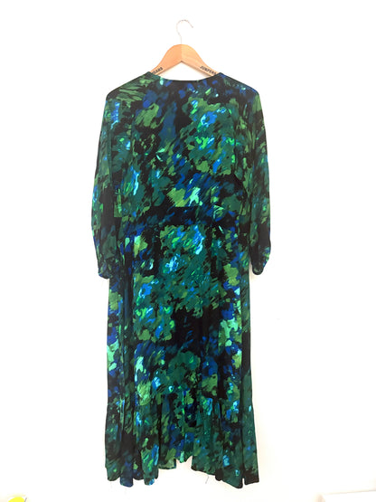 Saint+Sofia Green Printed Wrap Dress UK 10
