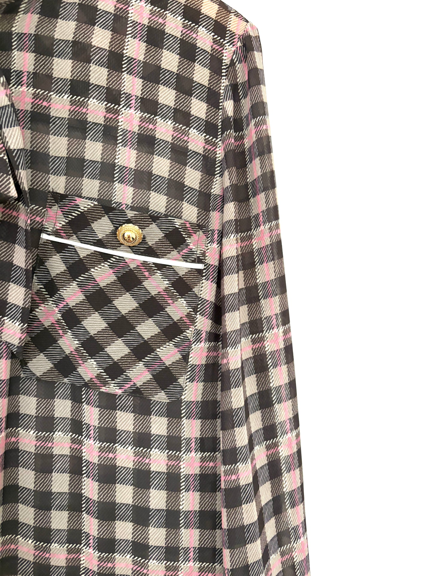 Self-Portrait Brown Check Chiffon Midi Dress UK 12