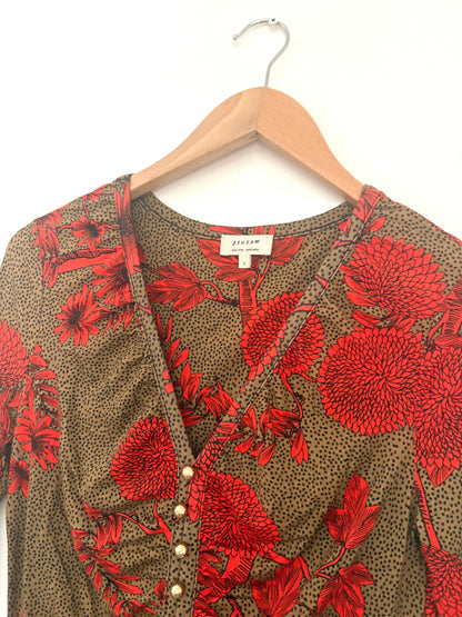 Jigsaw Ruched Floral Dress S