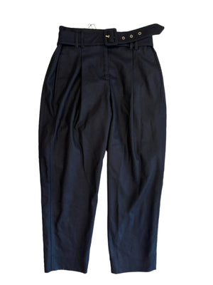 New With Tags Me+Em Wool Navy Belted Tapered Trouser UK 10