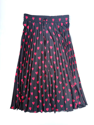 Red Valentino Heart Print Pleated Midi Skirt UK 8