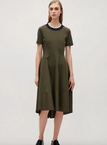 Cos Khaki Flare Dress M