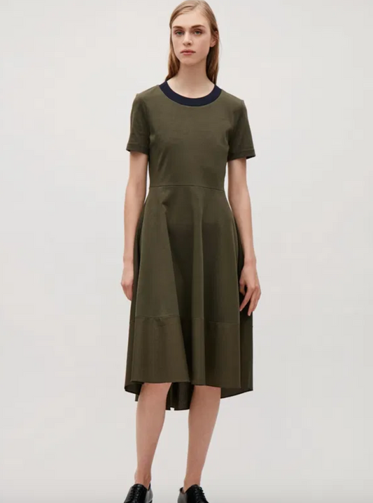 Cos Khaki Flare Dress M