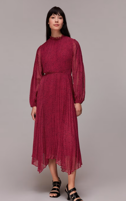 Whistles Pink Abstract Snake Plisse Dress UK 10