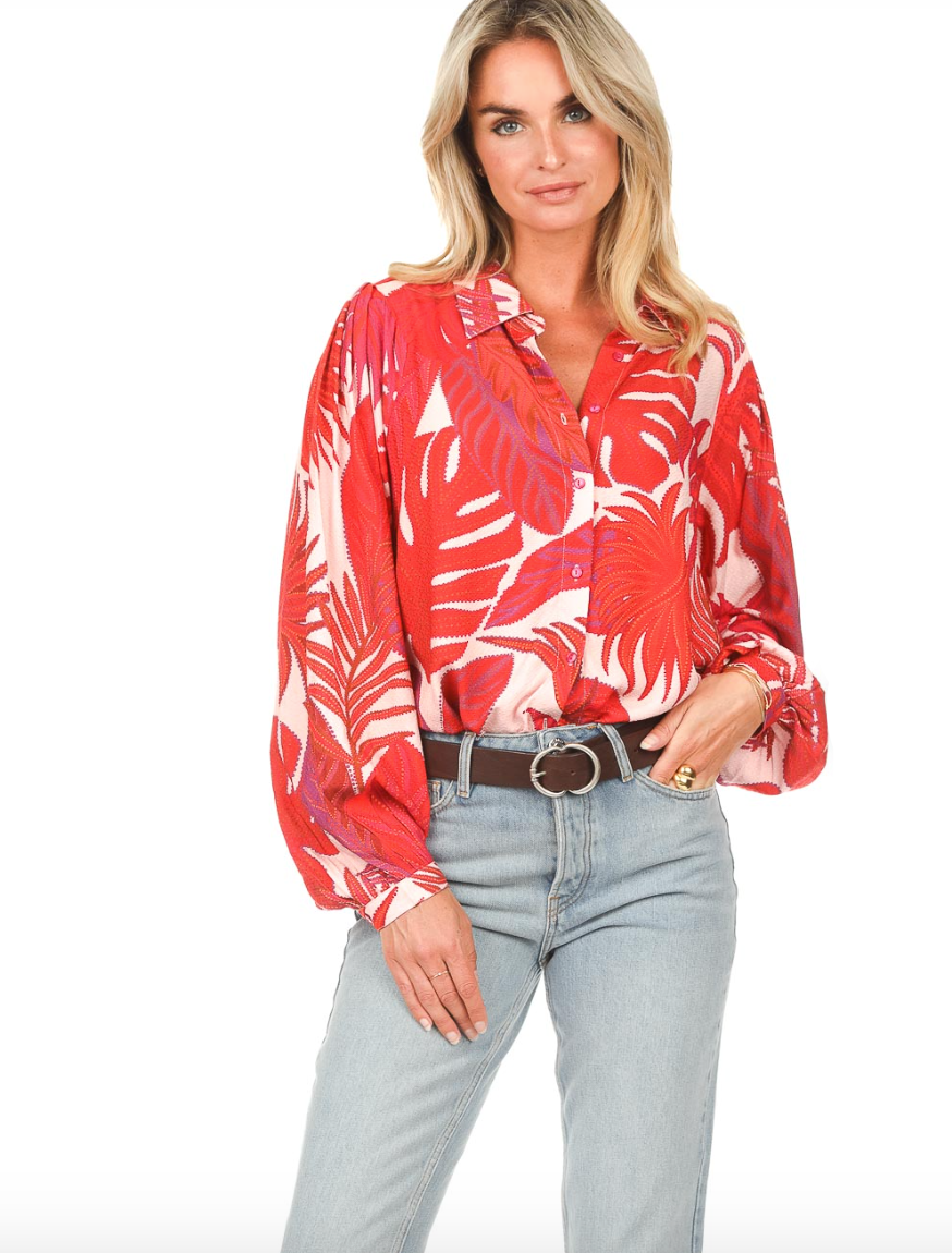 Lolly's Laundry Red Print Shirt XS