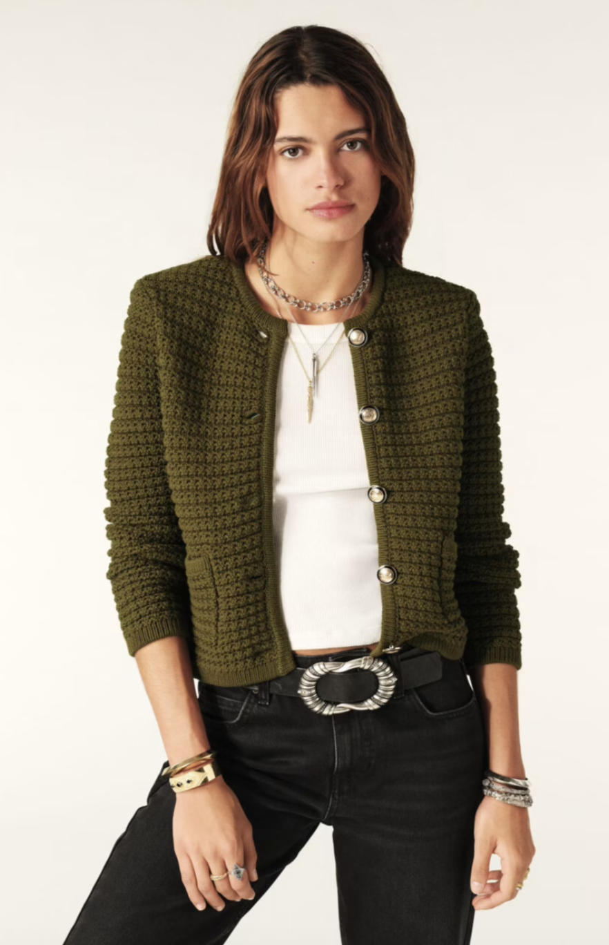 Ba&sh Khaki Cardigan XS