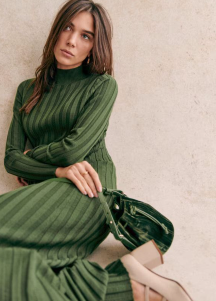 Sezane Khaki Knit Dress S
