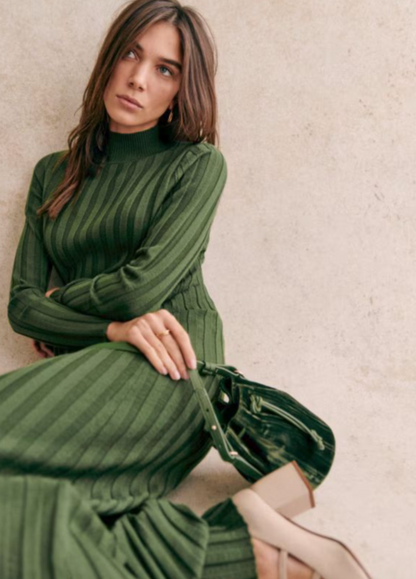 Sezane Khaki Knit Dress S