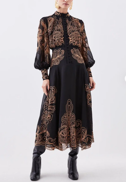 New with Tags Karen Millen Cutwork Embroidered Dress UK 8