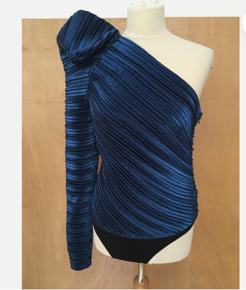 New With Tags Mugler Pleated One Shoulder Top UK 8