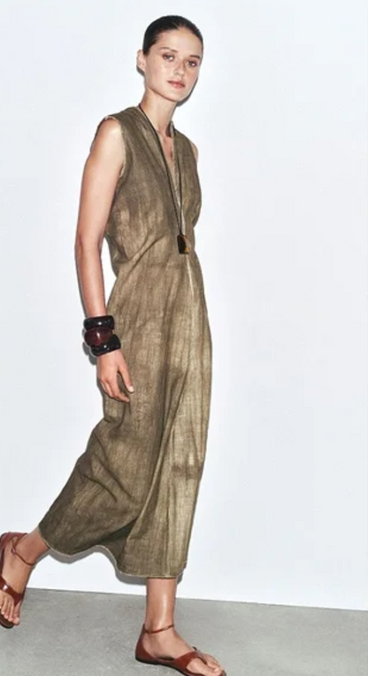 Zara ZW Collection Ramie Tye-Dye Dress S