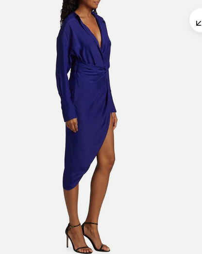 New With Tags Gauge81 Royal Blue Puno Draped Asymmetric Dress XS