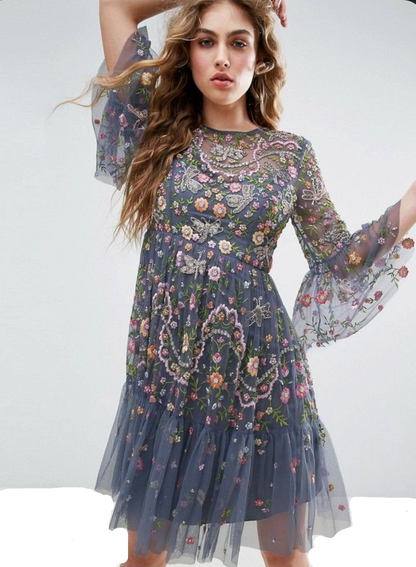 Needle & Thread Garden Floral Mini Dress UK 6