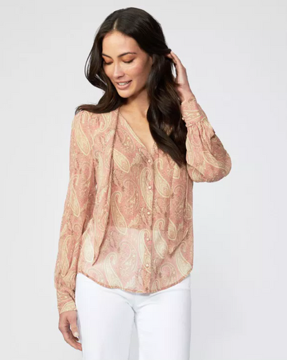 Sanderson of London x Paige Paisley Silk Blouse M