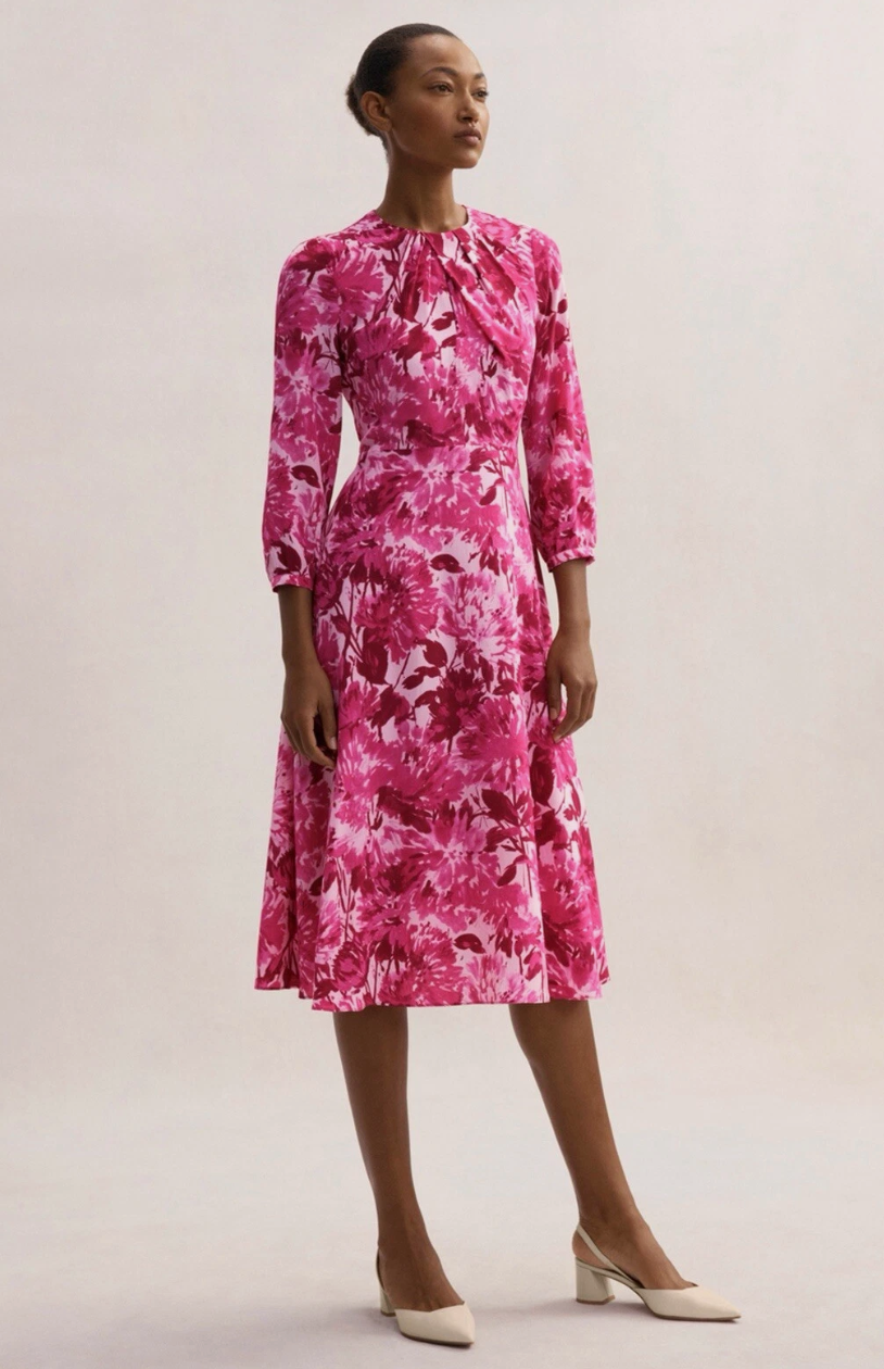 The Fold Floral Fuschia Dress UK 8
