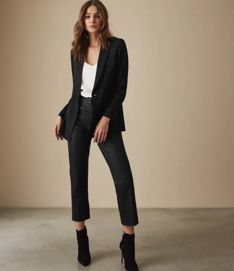 Reiss Black Double Breasted Blazer UK 10