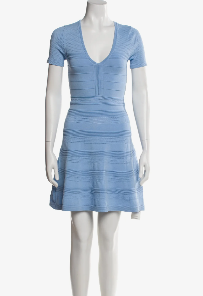 Sandro Pointelle Textured Flare Dress S