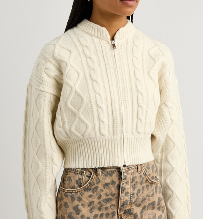 New With Tags Frame Cable Knit Wool Cardigan M